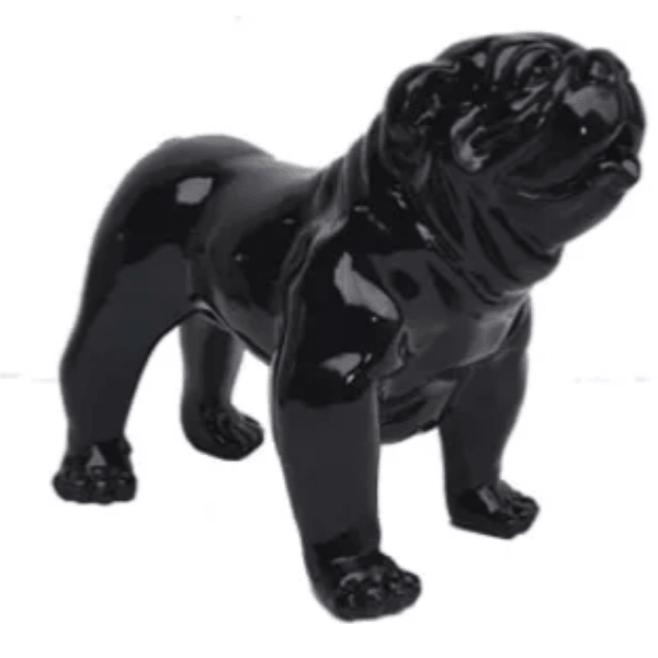 Resine Sculpture Chien Bouledogue Anglais 60cm Noir JORVAN - S&C