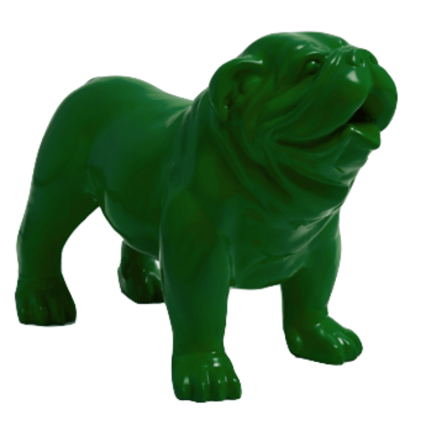 Resine Sculpture Chien Bouledogue Anglais 60CM Vert HAZEL - S&C