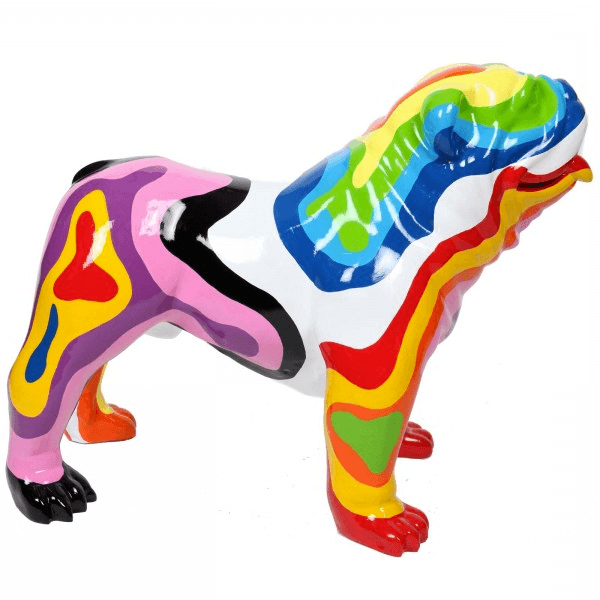 Resine Sculpture Chien Bouledogue Anglais 90CM Arc-En-Ciel LUREN - S&C