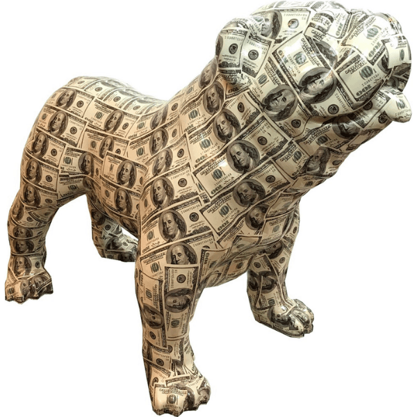 Resine Sculpture Chien Bouledogue Anglais 90CM Dollars KALEN - S&C
