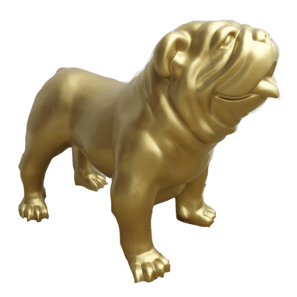 Resine Sculpture Chien Bouledogue Anglais 90CM Doré RILDA - S&C