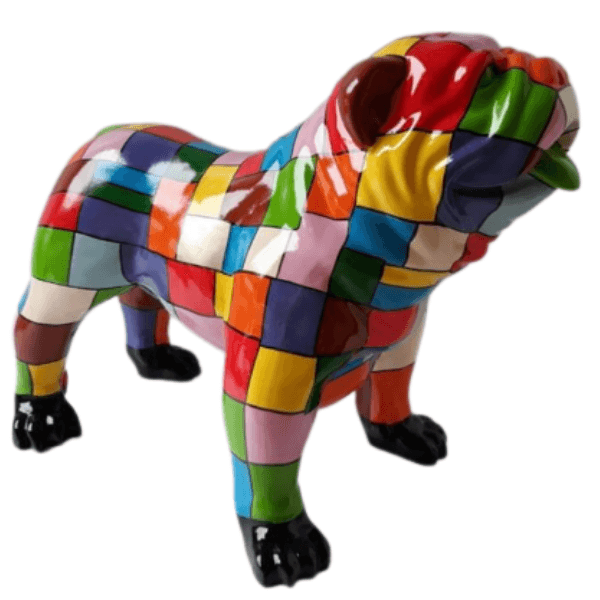 Resine Sculpture Chien Bouledogue Anglais 90CM Multicolore DRAGIBUS - S&C