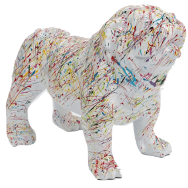Resine Sculpture Chien Bouledogue Anglais 90CM Graffiti Blanc LIOPA - S&C