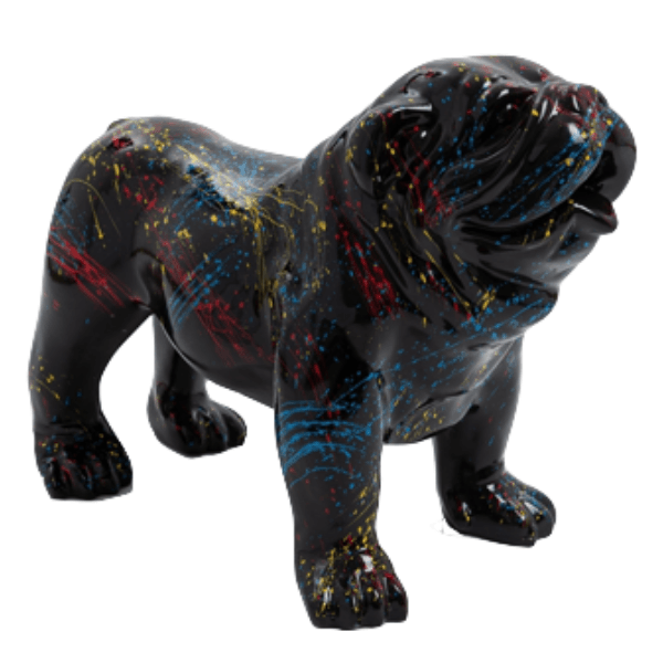 Resine Sculpture Chien Bouledogue Anglais 90CM Graffiti Noir TOLUNE - S&C