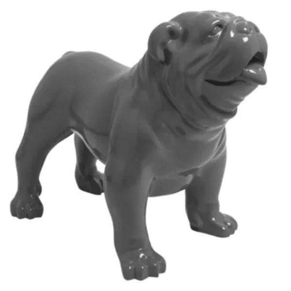 Resine Sculpture Chien Bouledogue Anglais 90cm Gris GORAN - S&C