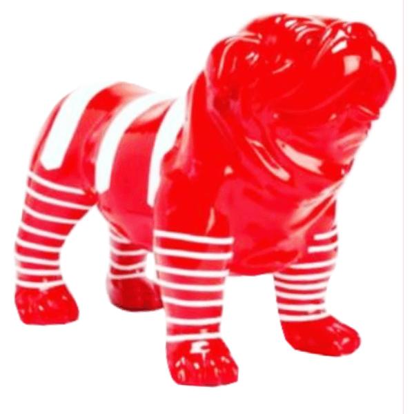 Resine Sculpture Chien Bouledogue Anglais 90cm Marin Rouge JOVIAN - S&C