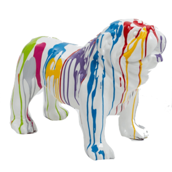 Resine Sculpture Chien Bouledogue Anglais 90CM Multi Couleur LEVAN - S&C