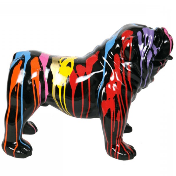 Resine Sculpture Chien Bouledogue Anglais 90CM Multicolore NOUVELLE - S&C