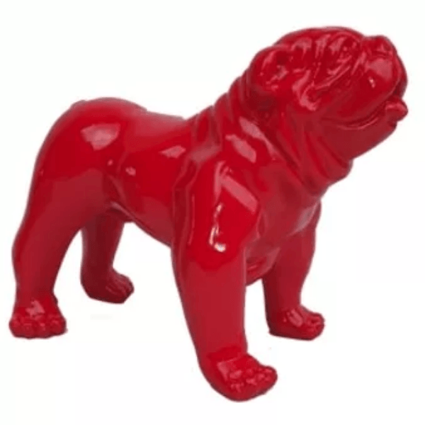 Resine Sculpture Chien Bouledogue Anglais 90CM Rouge LYANNE - S&C