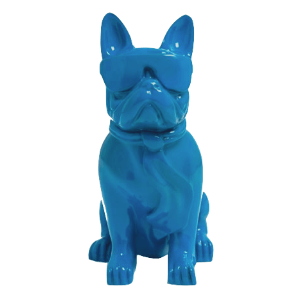 Statue Chien Bouledogue Francais Animaux Resine - 120cm - Bleu - ANIMAUX-RESINE