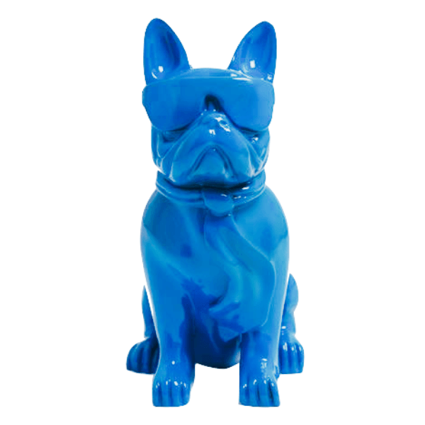 Resine Sculpture Chien Bouledogue Francais 120CM Bleu Ciel LURIS - S&C