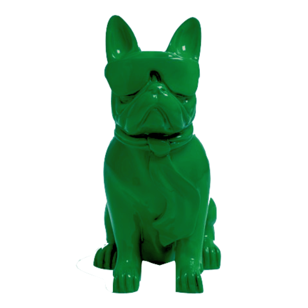 Resine Sculpture Chien Bouledogue Francais 120CM Vert ELYNE - S&C