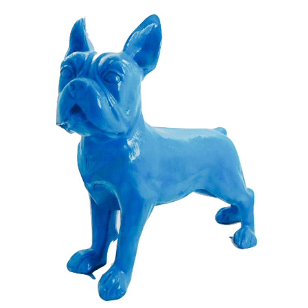 Resine Sculpture Chien Bouledogue Francais 180CM Bleu Ciel JORVAN - S&C