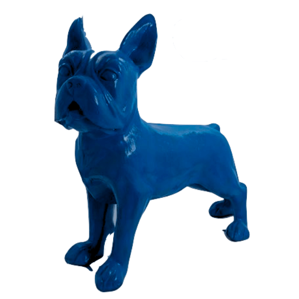 Resine Sculpture Chien Bouledogue Francais 180CM Bleu Nuit TERVAN - S&C