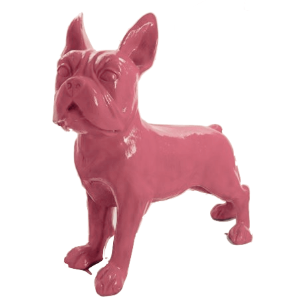Resine Sculpture Chien Bouledogue Francais 180CM Rose Clair ALYNE - S&C