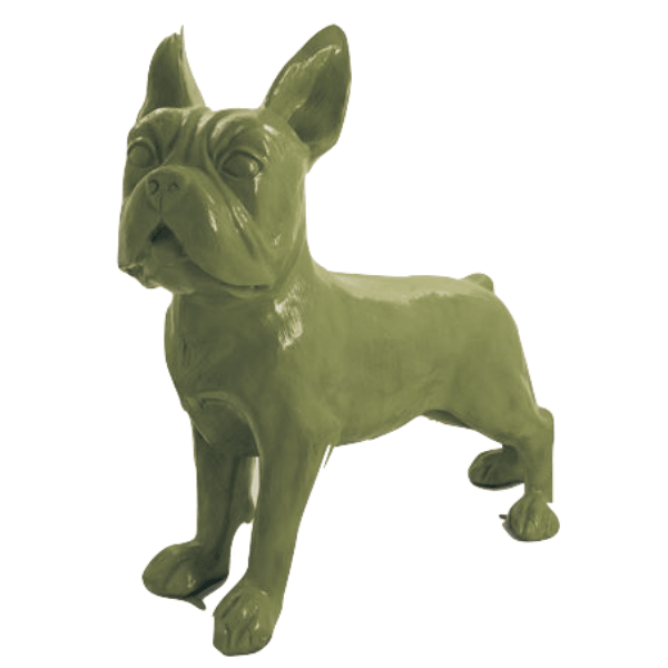 Resine Sculpture Chien Bouledogue Francais 180CM Vert Kaki ZALEN - S&C