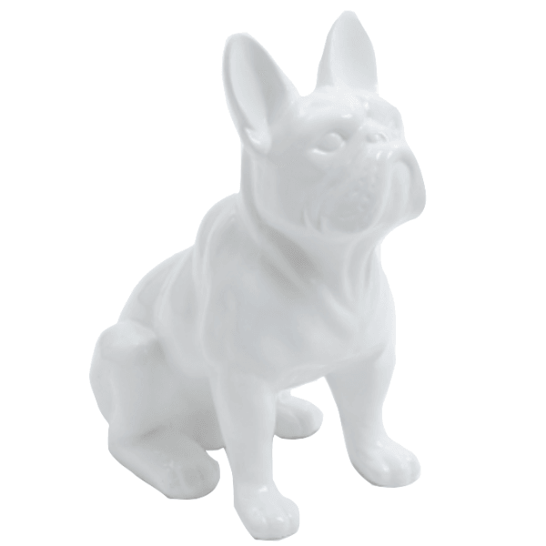 Resine Sculpture Chien Bouledogue Francais 30CM Blanc MATON - S&C