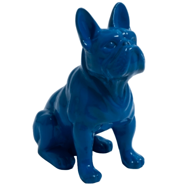 Resine Sculpture Chien Bouledogue Francais 30CM Bleu Nuit ELZAN - S&C