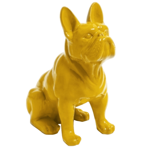 Resine Sculpture Chien Bouledogue Francais 30CM Jaune ALOM - S&C