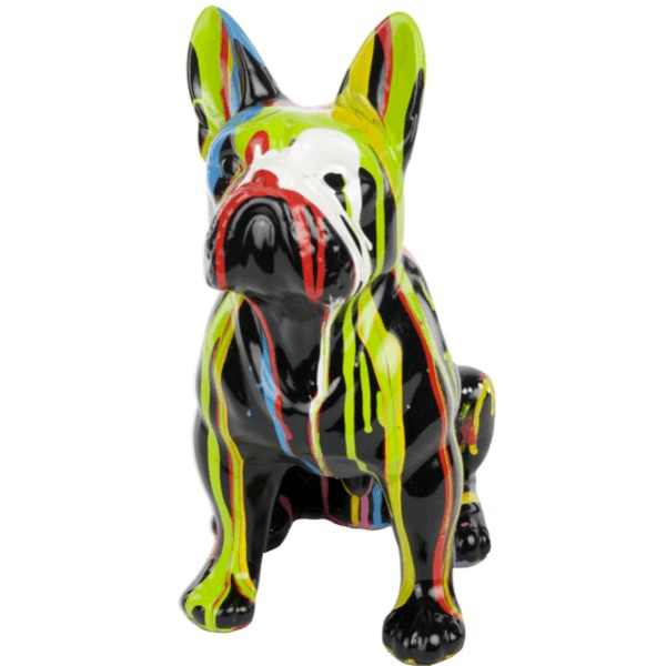 Resine Sculpture Chien Bouledogue Francais 30CM Multi Couleur NOZAR - S&C