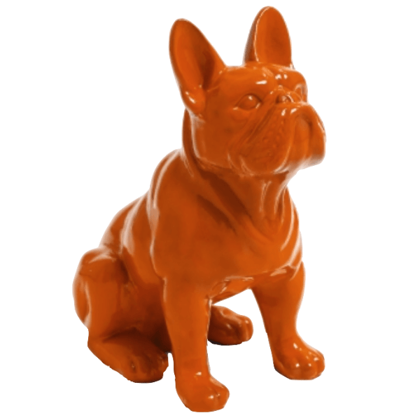 Resine Sculpture Chien Bouledogue Francais 30CM Orange LUMEN - S&C