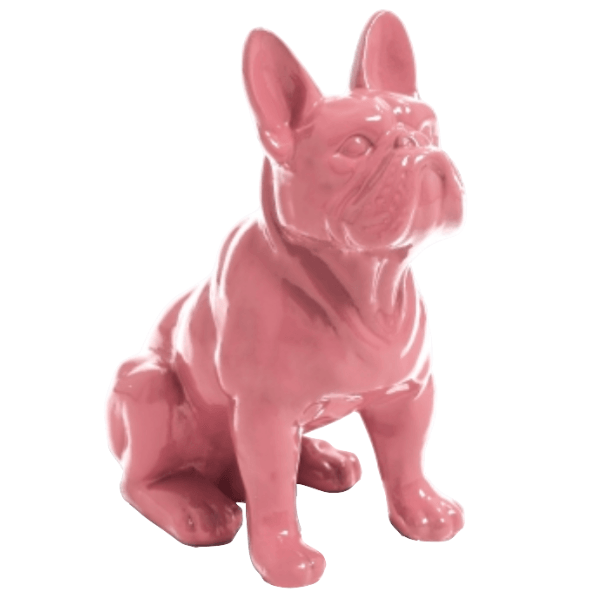 Resine Sculpture Chien Bouledogue Francais 30CM Rose Clair MYLENE - S&C