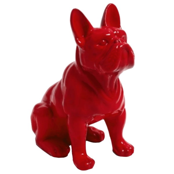 Resine Sculpture Chien Bouledogue Francais 30CM Rouge JALEN - S&C