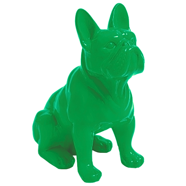 Resine Sculpture Chien Bouledogue Francais 30CM Vert Pomme ZYLOR - S&C