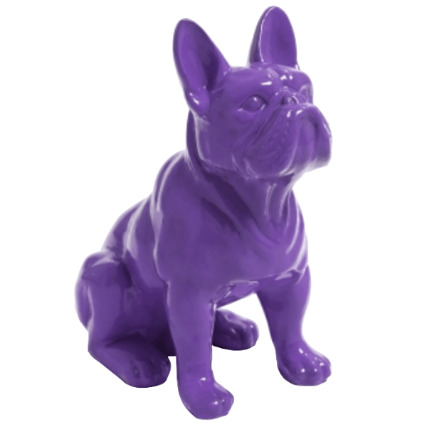 Resine Sculpture Chien Bouledogue Francais 30CM Violet YLARIS - S&C