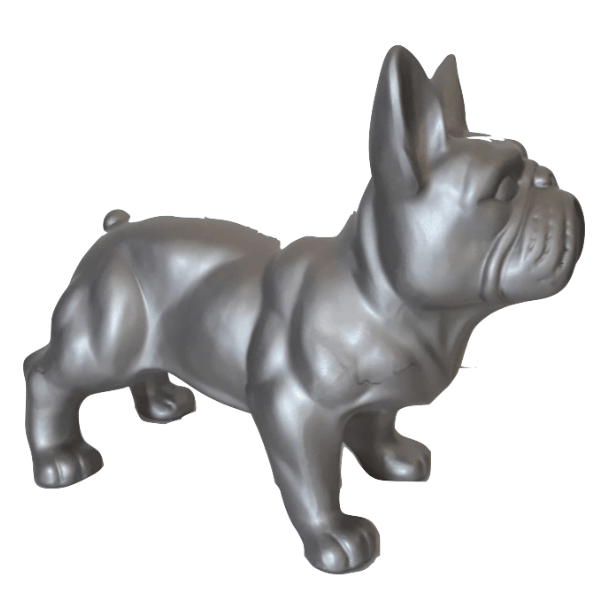 Resine Sculpture Chien Bouledogue Francais 45CM Argente JALDOR - S&C