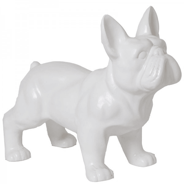 Resine Sculpture Chien Bouledogue Francais 45cm Blanc MATHEO - S&C