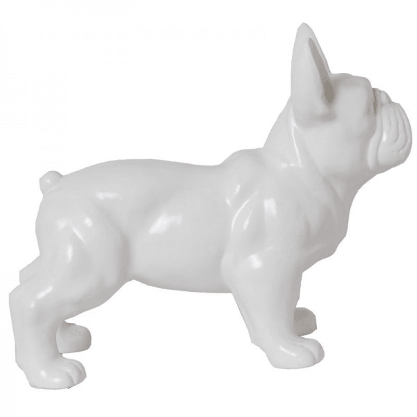 Resine Sculpture Chien Bouledogue Francais 45cm Blanc MATHEO - S&C