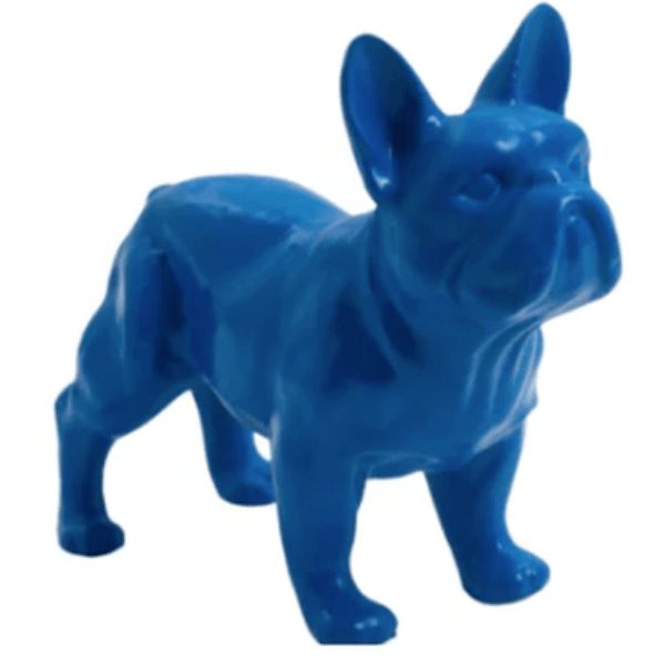 Resine Sculpture Chien Bouledogue Francais 45CM Bleu MAHIKA - S&C