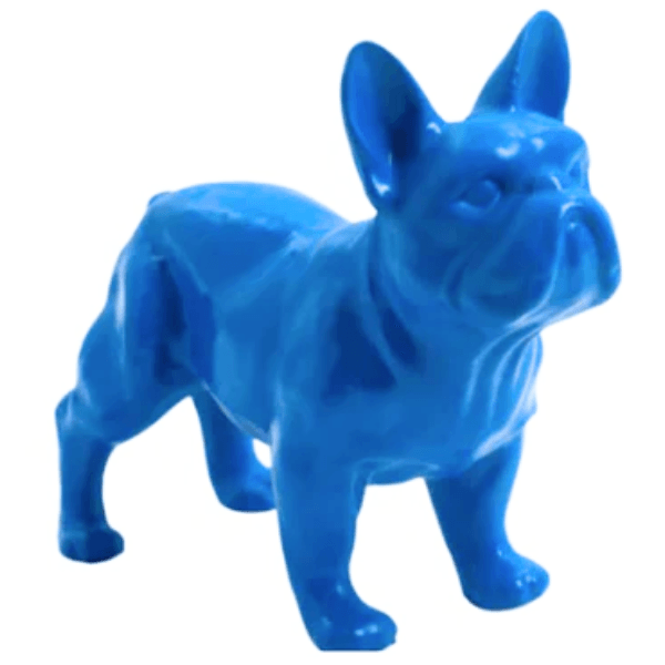 Resine Sculpture Chien Bouledogue Francais 45CM Bleu Ciel LAMIR - S&C