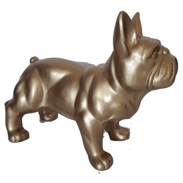 Resine Sculpture Chien Bouledogue Francais 45CM Dore ILVAN - S&C