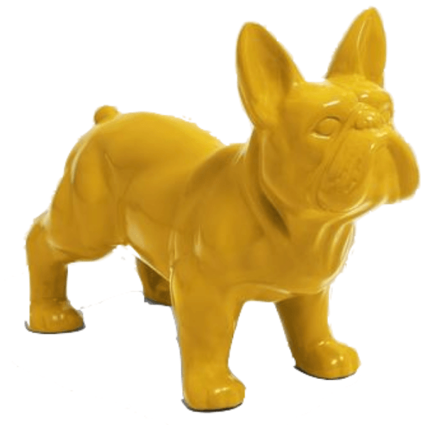 Resine Sculpture Chien Bouledogue Francais 45 CM Jaune FALY - S&C