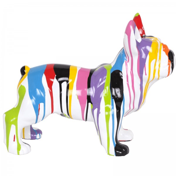 Resine Sculpture Chien Bouledogue Francais 45CM Multicolore EMILION - S&C