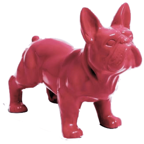 Resine Sculpture Chien Bouledogue Francais 45CM Rose Fushia JALIS - S&C