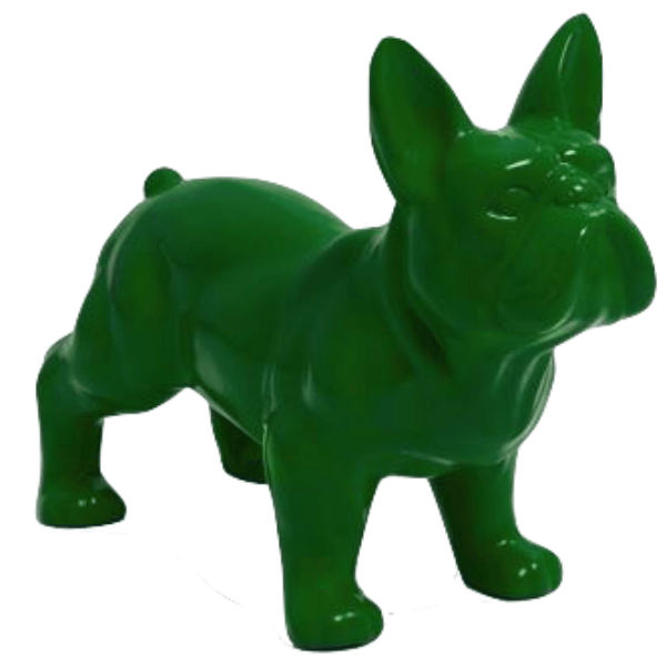 Resine Sculpture Chien Bouledogue Francais 45cm Vert LALGER - S&C