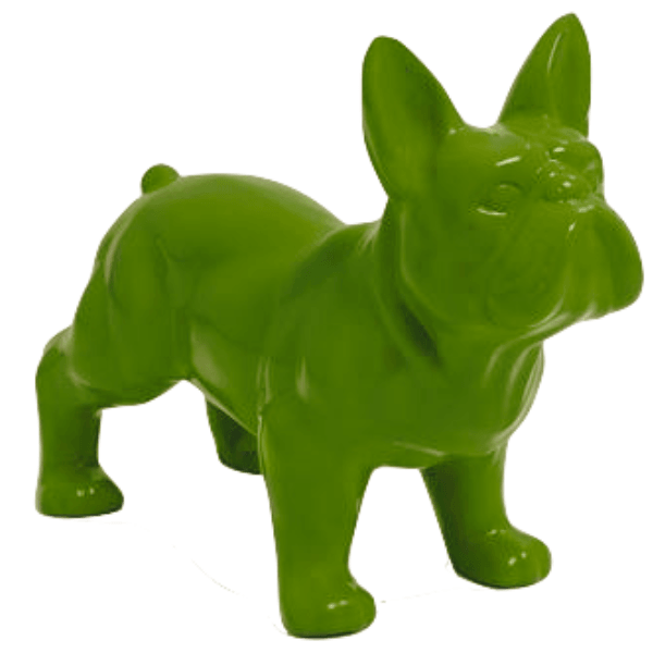 Resine Sculpture Chien Bouledogue Francais 45CM Vert Pomme JENDRAL - S&C