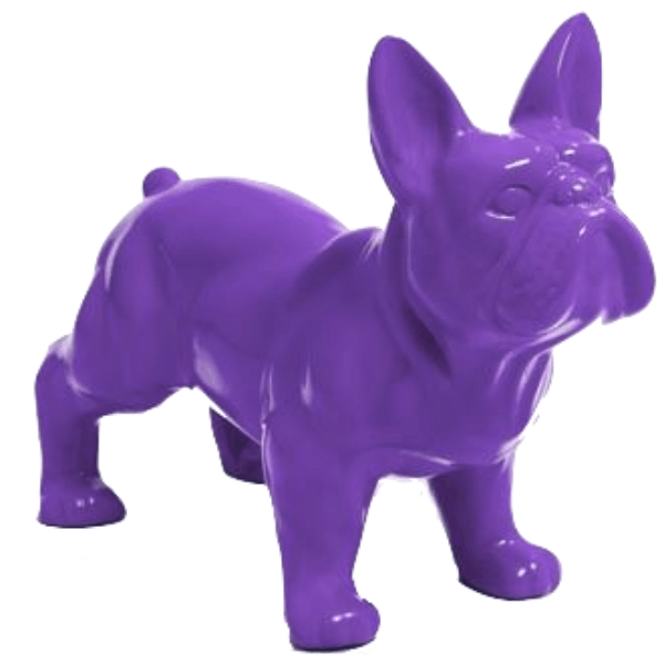 Resine Sculpture Chien Bouledogue Francais 45CM Violet GILVAN - S&C