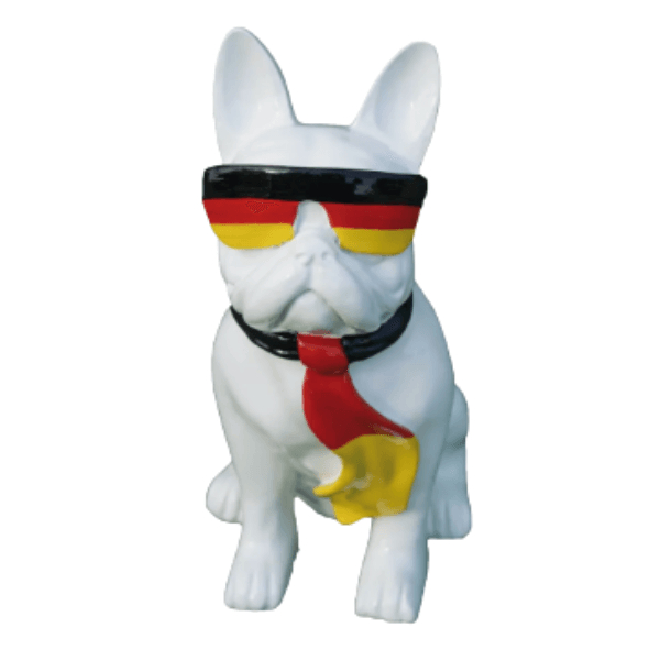 Resine Sculpture Chien Bouledogue Francais 80CM Noir Et Or LUMEN - S&C