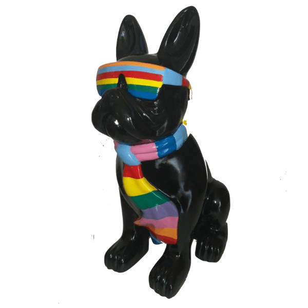 Resine Sculpture Chien Bouledogue Francais 80CM Berlingot Noir ZYLOK - S&C