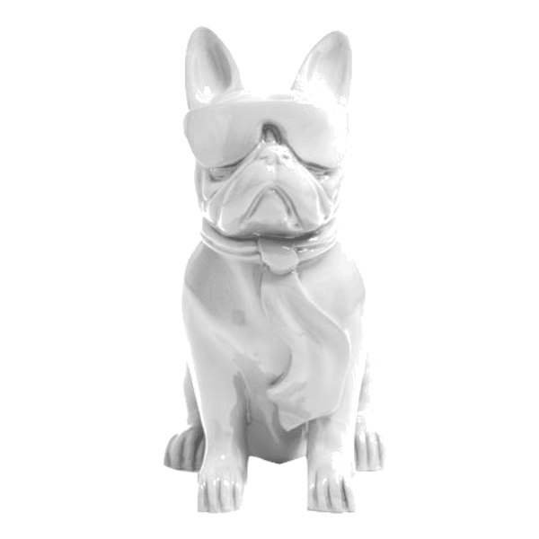 Resine Sculpture Chien Bouledogue Francais 80CM Blanc MATISSON - S&C