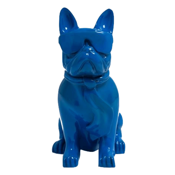 Resine Sculpture Chien Bouledogue Francais 80CM Bleu Nuit YDRAK - S&C