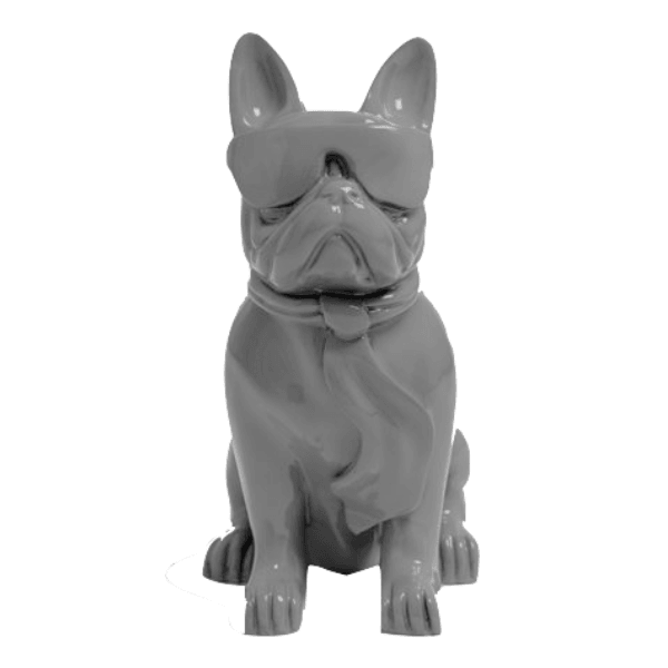 Resine Sculpture Chien Bouledogue Francais 80CM Gris ALMIRE - S&C