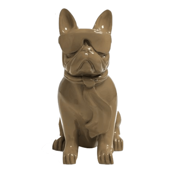 Resine Sculpture Chien Bouledogue Francais 80CM Marron JALMIR - S&C
