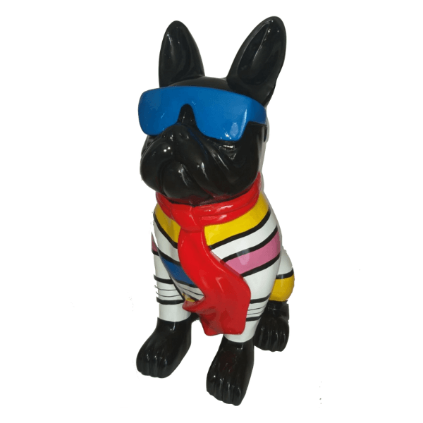 Resine Sculpture Chien Bouledogue Francais 80CM Multicolore AELIANE - S&C