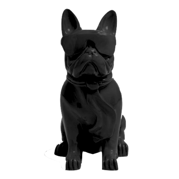 Resine Sculpture Chien Bouledogue Francais 80cm Noir LUMEN - S&C