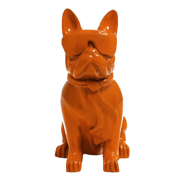 Resine Sculpture Chien Bouledogue Francais 80CM Orange ELDAN - S&C